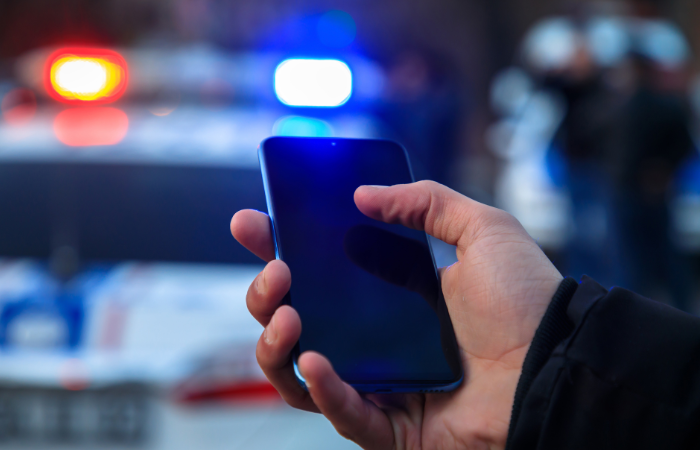 Man calling the police after a car accident in Las Vegas, NV