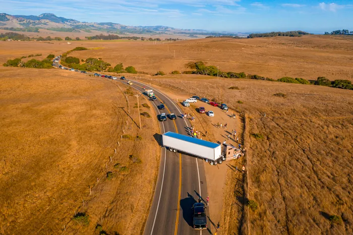 overhead image of a truck accident