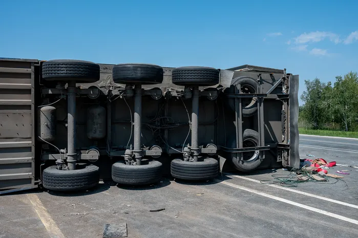 truck rollover after a truck wreck