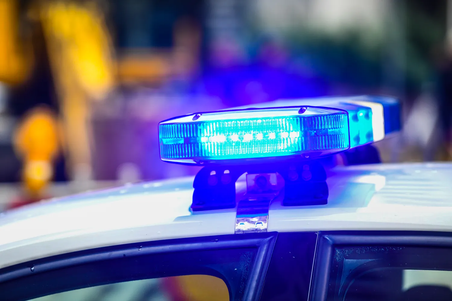 Blue lights of a police car