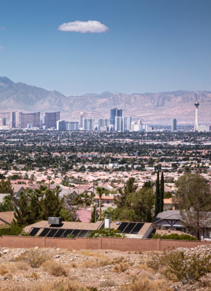 Image of the Las Vegas skyline from the mountains 